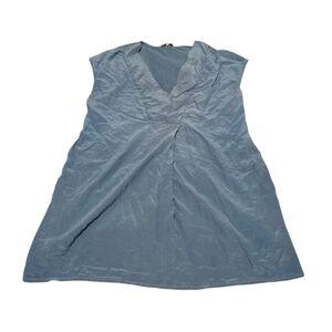 Jigsaw Blue Sleeveless Silk Blend V-Neck Blouse Size S